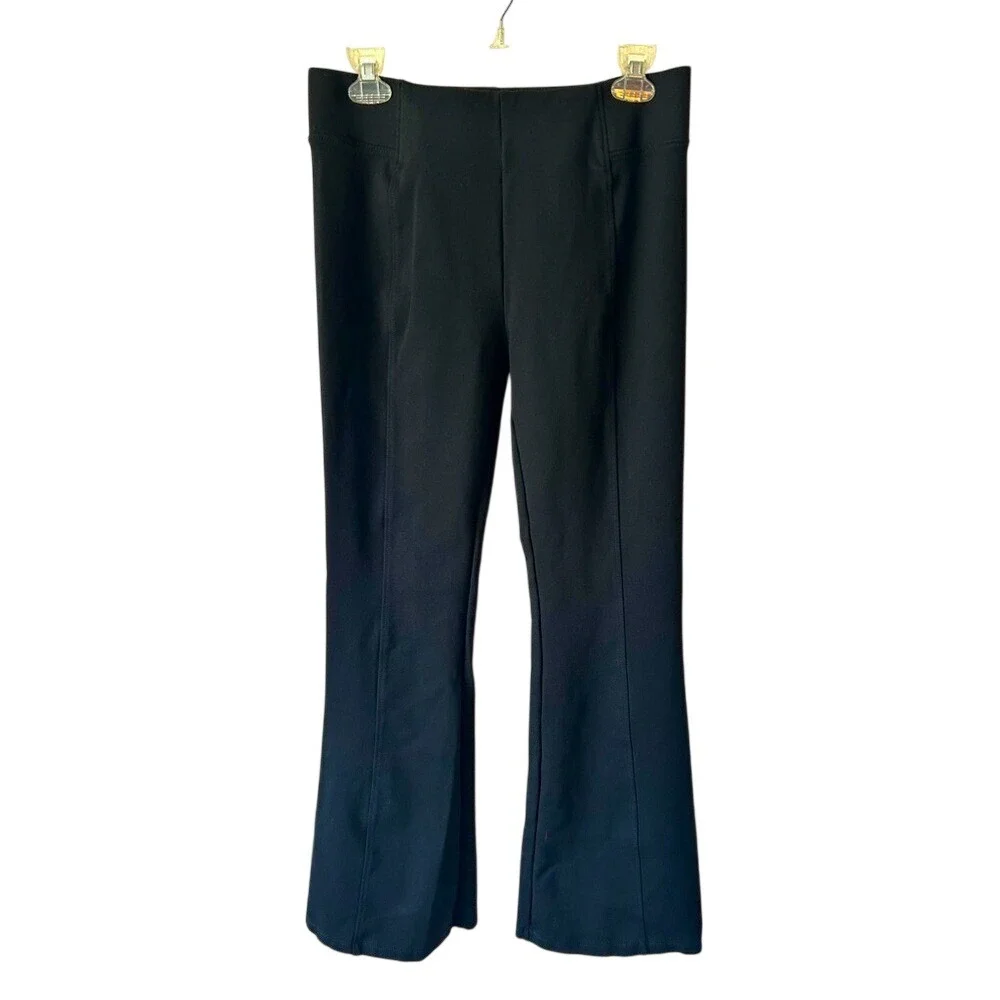 Stoosh Black Flare Leg Seamed Pull On Pants Womens‎ Large High Rise Inseam 29.5